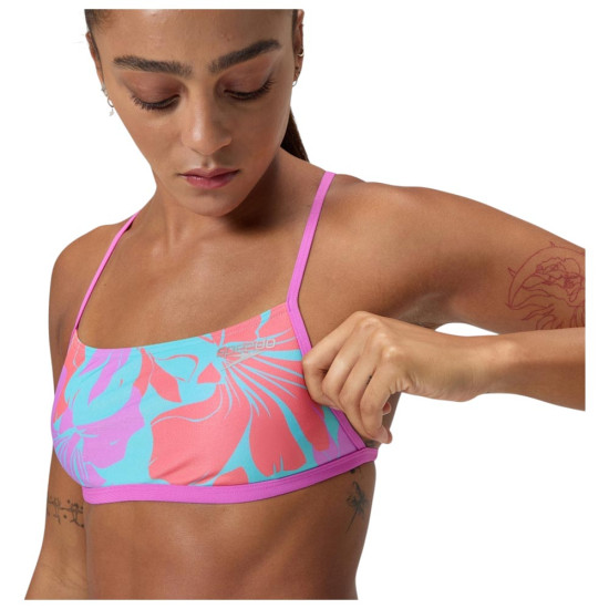Speedo Γυναικείο μαγιό Allover Digital Cross Back Crop Top